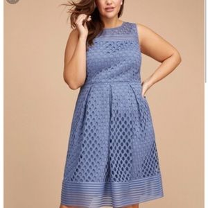 Lane Bryant Sleeveless Geo lace mesh detail dress